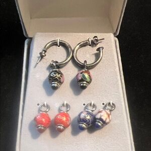 Elegant sterling silver Multicolor Hoop Earrings Set